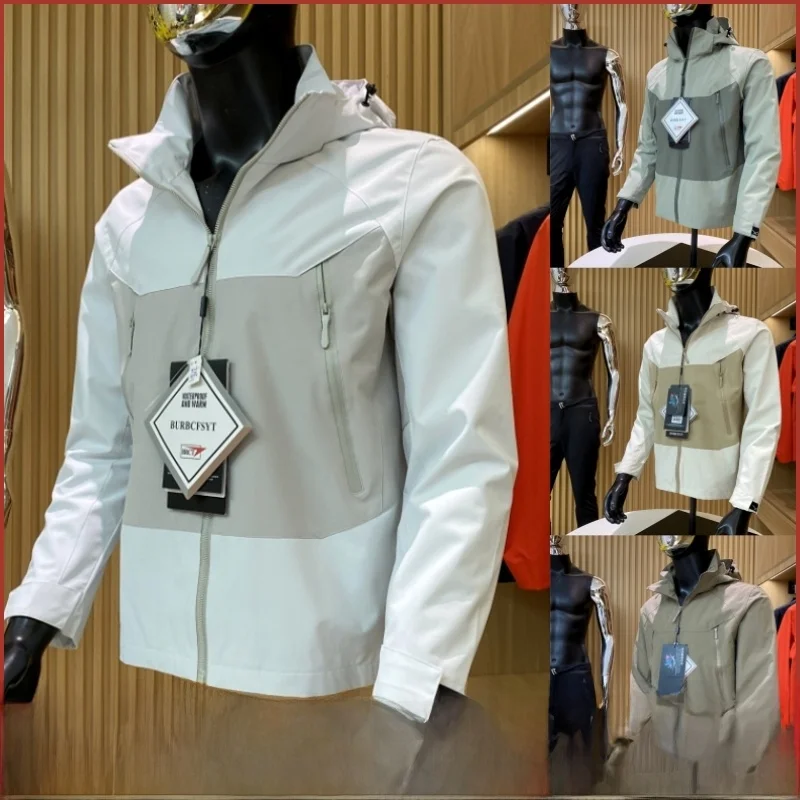 

Youth Outdoor Windproof Waterproof Jaet Men's Spring Autumn Stand Fit Hooded Long Sve Casual Faion Workwear