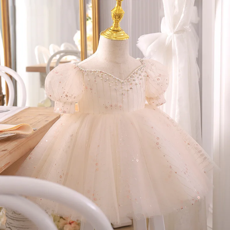 New Baby Birthday Party Flower Girl Princess Ball Gown Children's Cute Host Performance Dresses g99