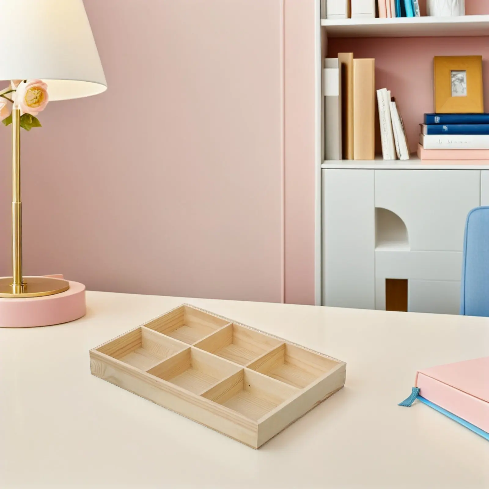 Multi-Slot Crayon Holder 6-Compartment Portable Desk Organizer for Pens Brushes Lipstick Acrylic Pen Container School Office