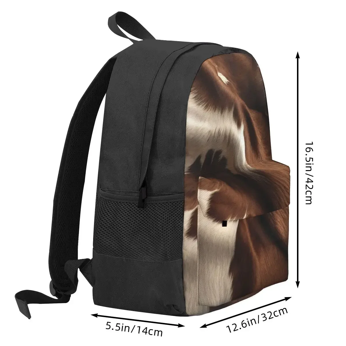 Stylish Cow Fur Cowhide Texture Cow Skin Print Patter Backpack Hot Sale Daypack Large Capacity Kids BookBag for Men Women