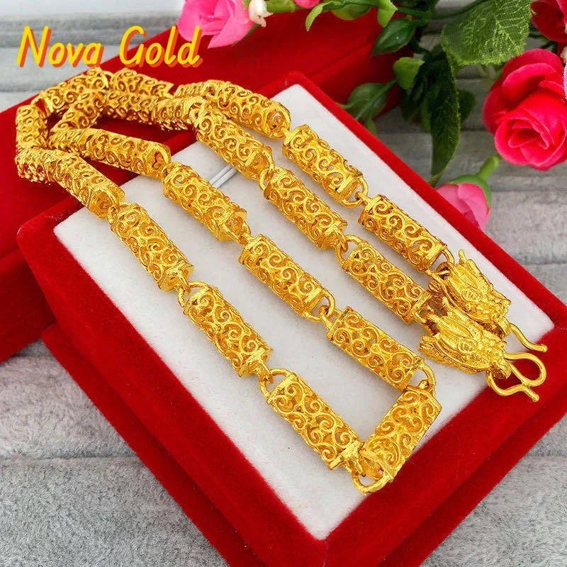 

Мужская цепочка NovaGlod Luxury 24K 9999 из чистого золота 8 мм, модель Xiangyun