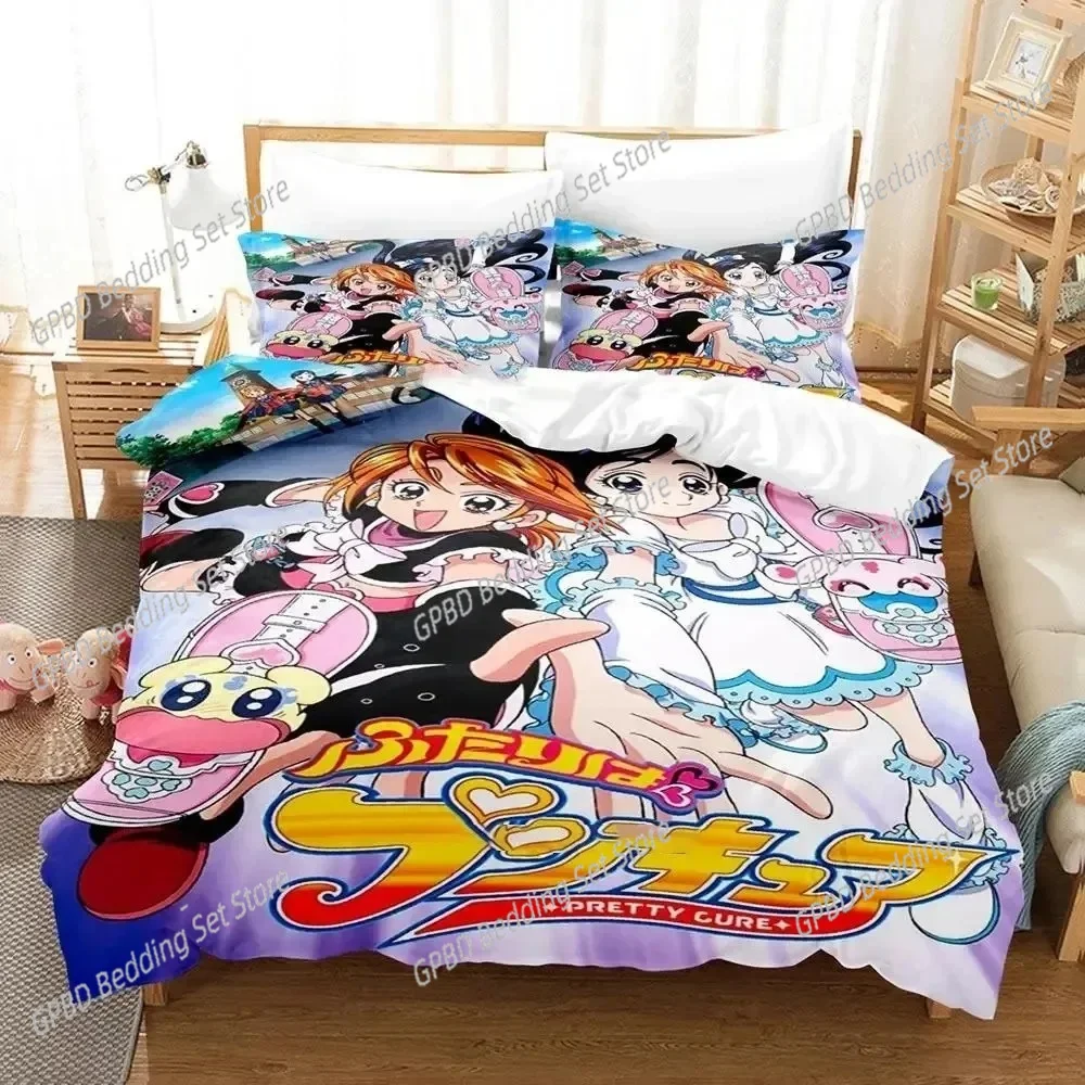 Anime Pretty Cure Bedding Set Single Twin Double Queen King Cal King Size Bed Linen Set