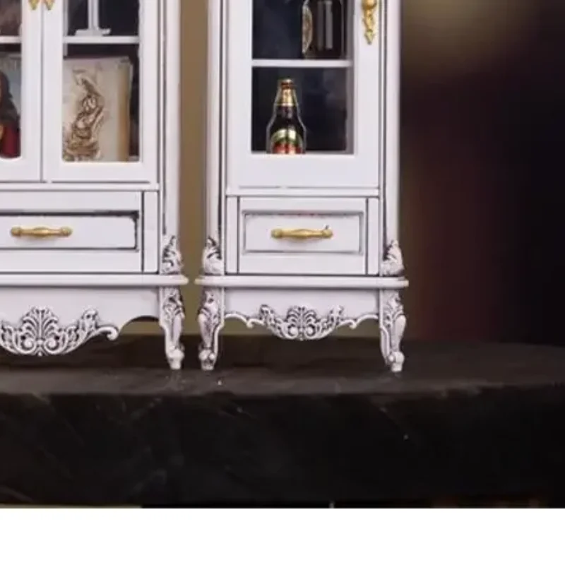 

1/12 Dollhouse Vintage Simulation Storage Cabinet Display Cupboard Model Doll Home Living Room Wine Cabinet Furniture Decor Toy