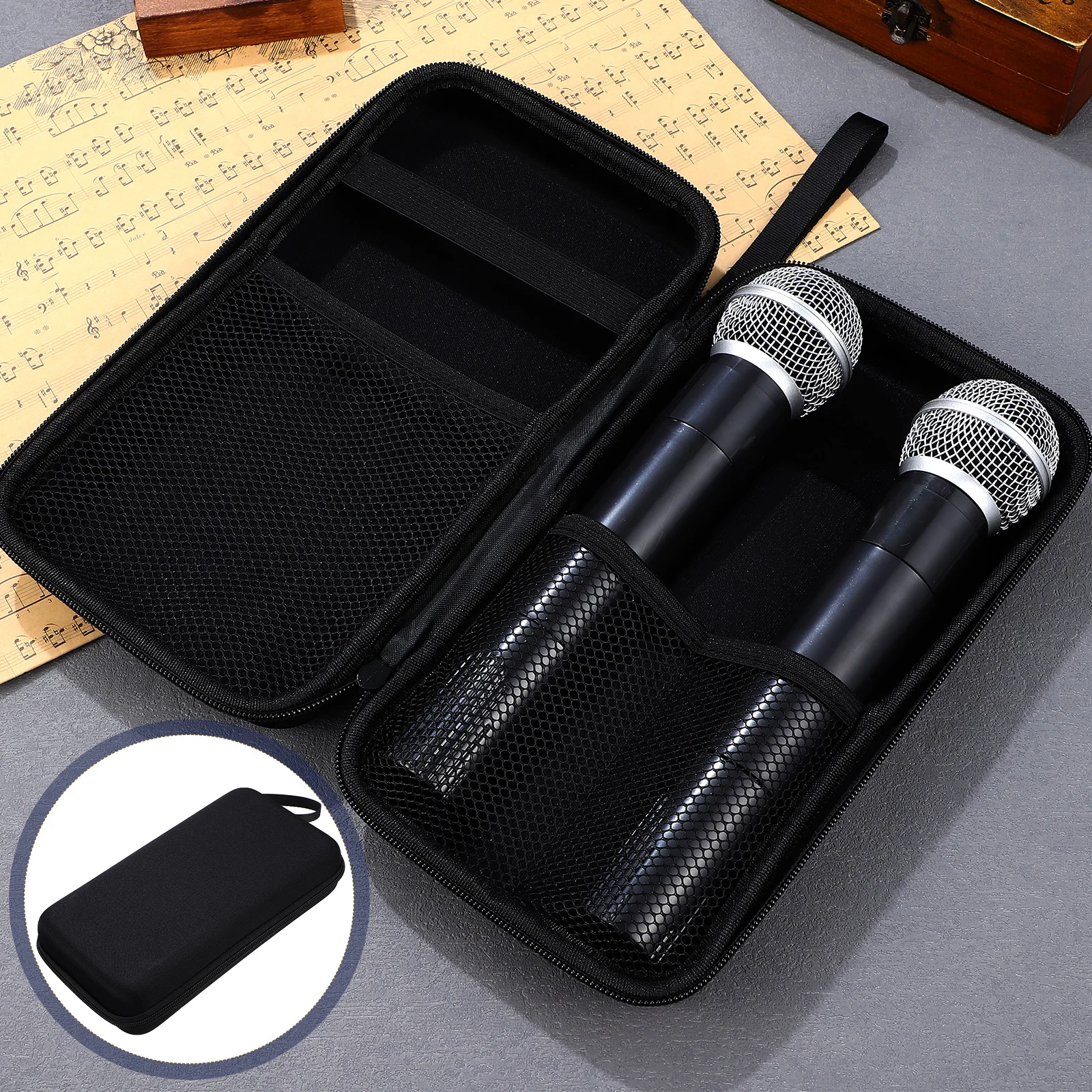 

Portable Dual Microphone Case Hard Shell Wireless Mic Storage Box Travel Bag microphone bag mic holder storage case for mic