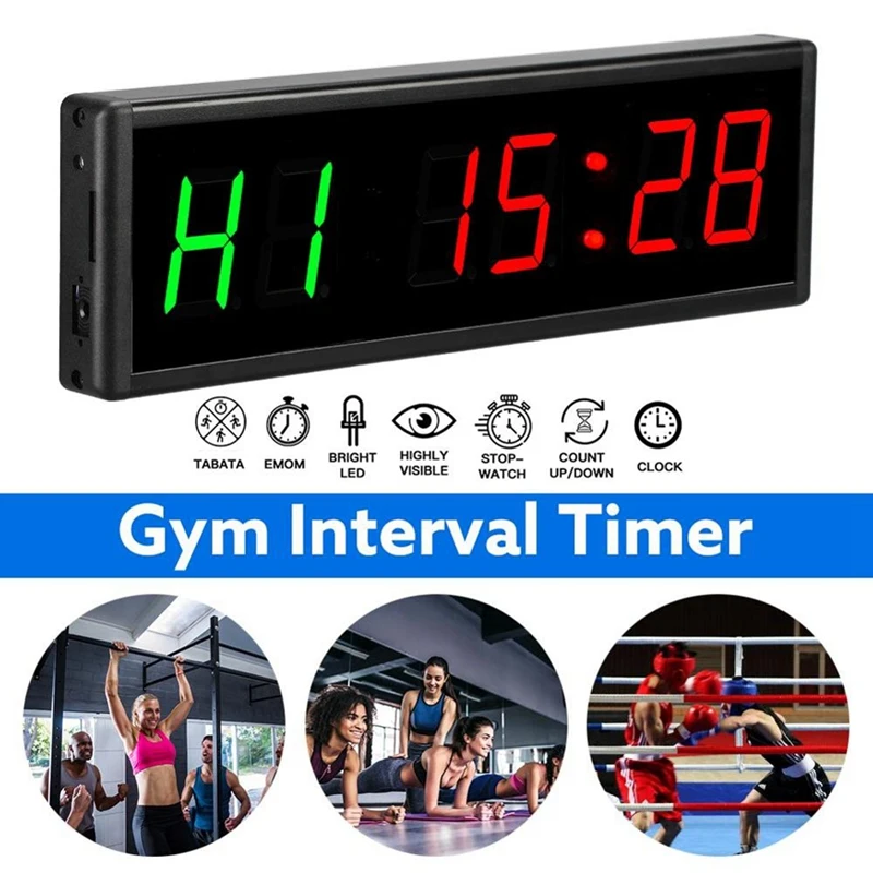 Imagem -04 - Led Gym Timer com Controle Remoto Temporizador de Intervalo Contagem Regressiva até Relógio Cronômetro para Casa Fitness