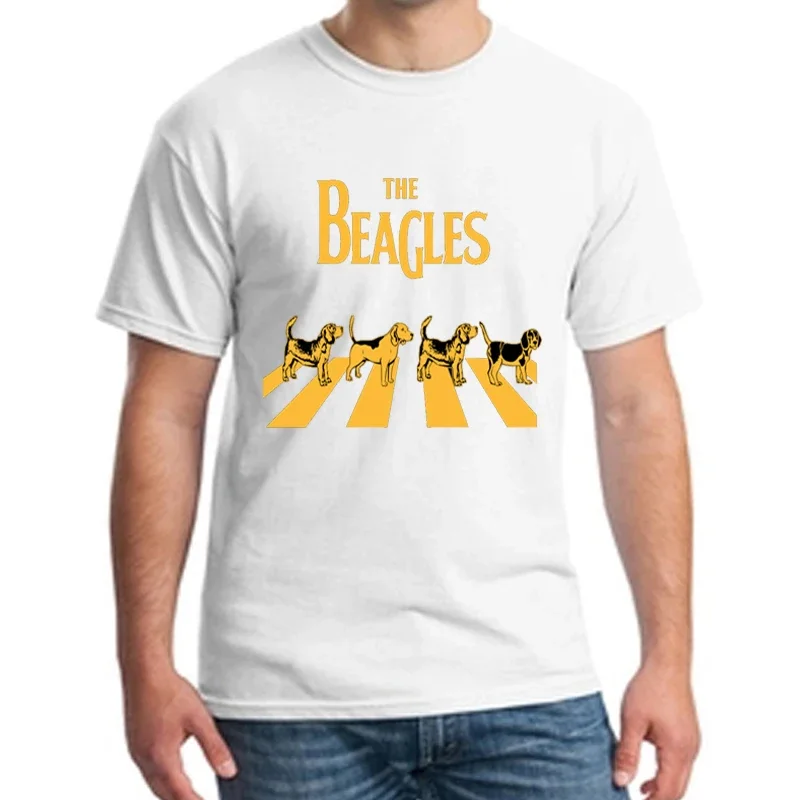 Funny The Beagles Abbey Road Dog Lovers Gift T Shirt New 100% Cotton Short Sleeve O-Neck T-shirt Casual Mens Top