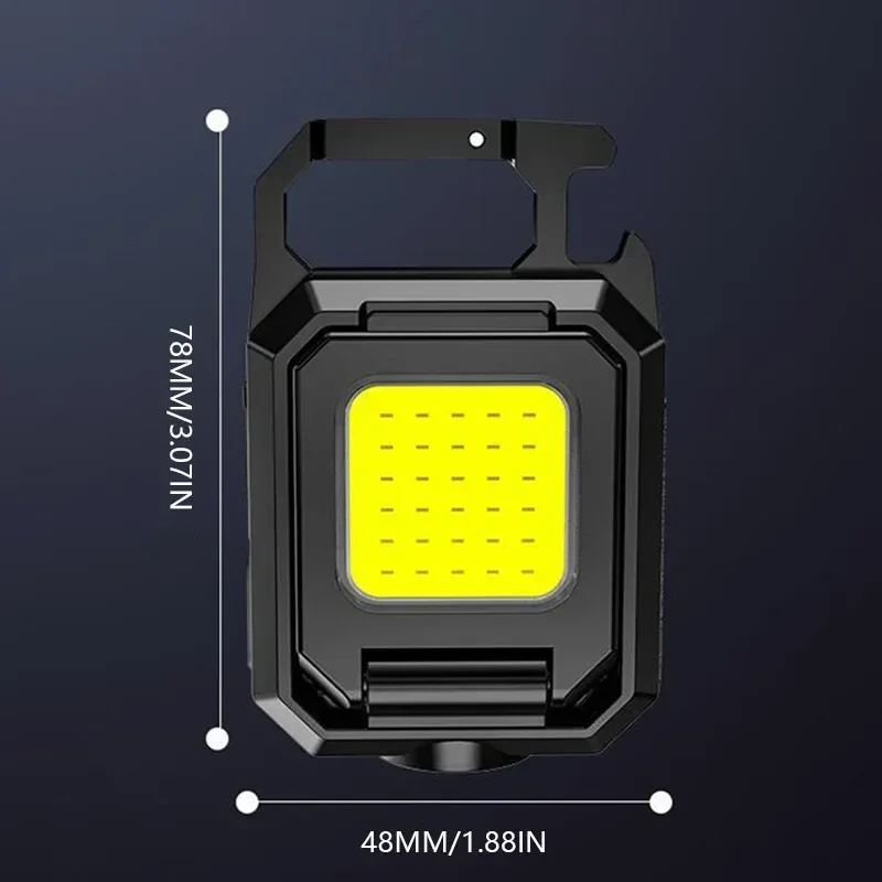 Outdoor Pocket Work Light COB LED Mini Keychain Light USB Rechargeable Flashlight IPX4 Waterproof for Outdoor Camping Hiking