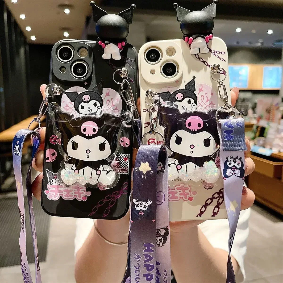 Etui na telefon Cartoon Kuromi Sanrio do iPhone'a 16 15 14 13 12 11 Pro Max Mini XR XS MAX 8 X 7 Plus Miękki silikonowy pokrowiec zapobiegający upadkowi