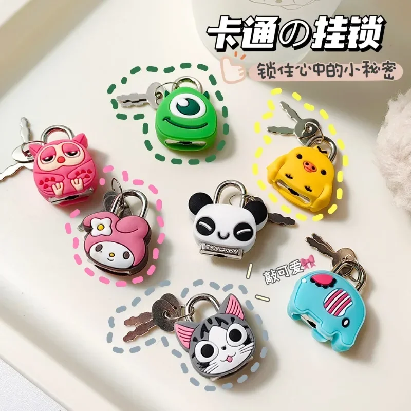 Disney Anime Stitch Cartoon Silicone Doll Monster Figure Metal Mini Padlock Creative Cute Security Anti-theft Luggage Lock