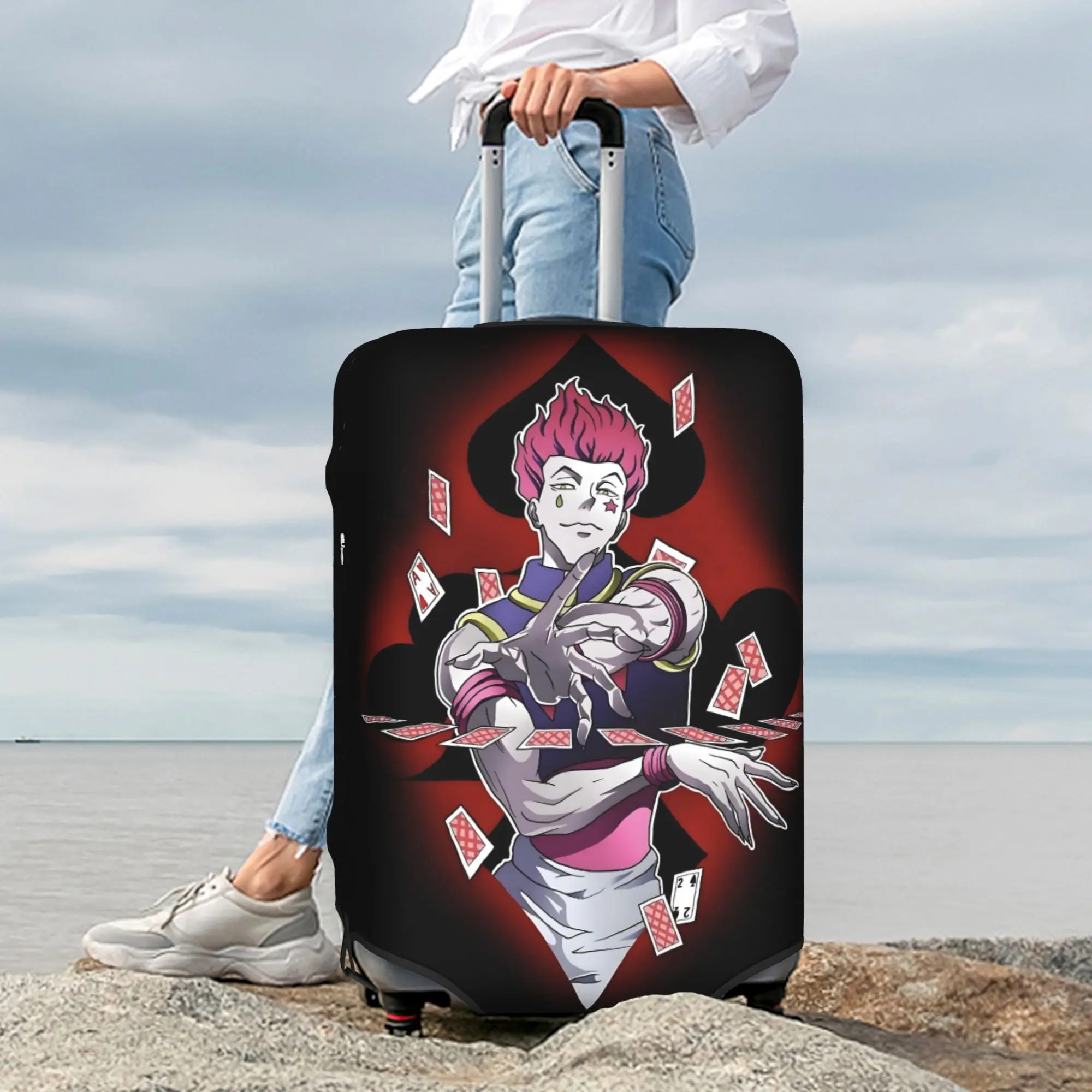 Housse de protection pour bagages de voyage, Anime Hunter Japane Manga Hisoka, lavable, adaptée aux valises de 18 à 32 pouces