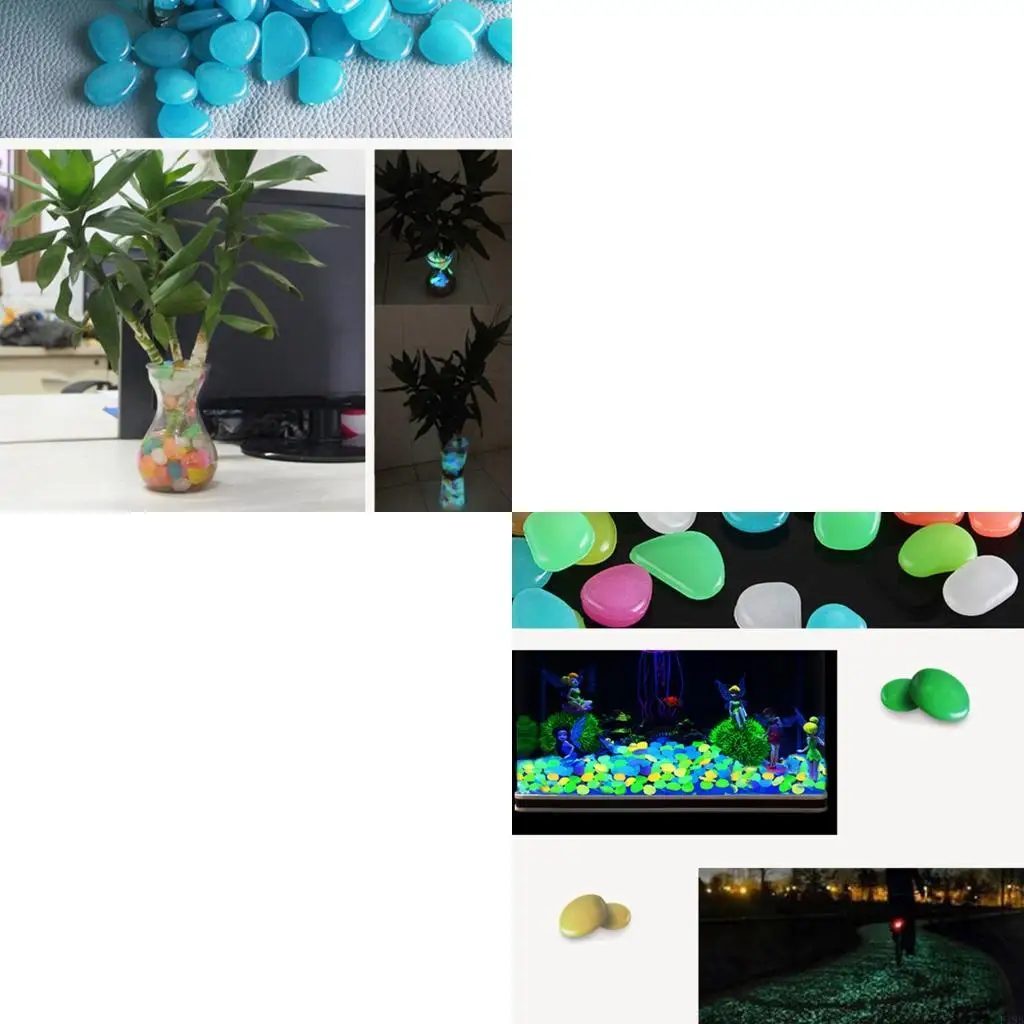 

F19B Glowing Resin Garden Rock Pack of 100 Vase Filler Decorative Yard Mixed Color