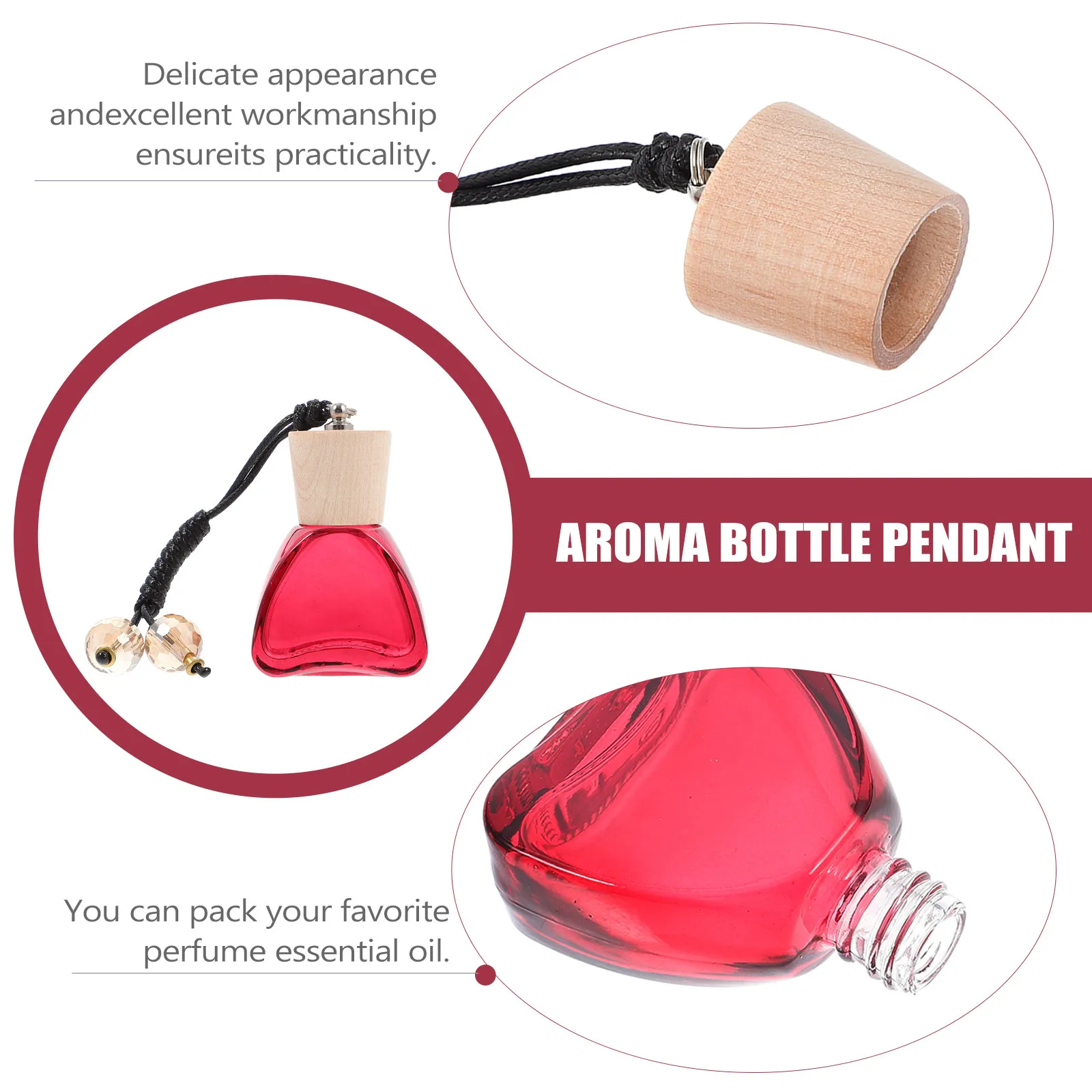 1Pcs Car Perfume Bottle Pendant Glass Hanging Aromatherapy Bottle Car Air Freshener Essential Oil Diffuser Rearview Mirror Decor