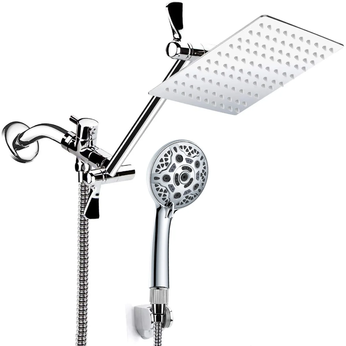 

American shower set Cross-border Amazon 8/10 inch stainless steel top spray 10 functions Handheld pressurized filter shower