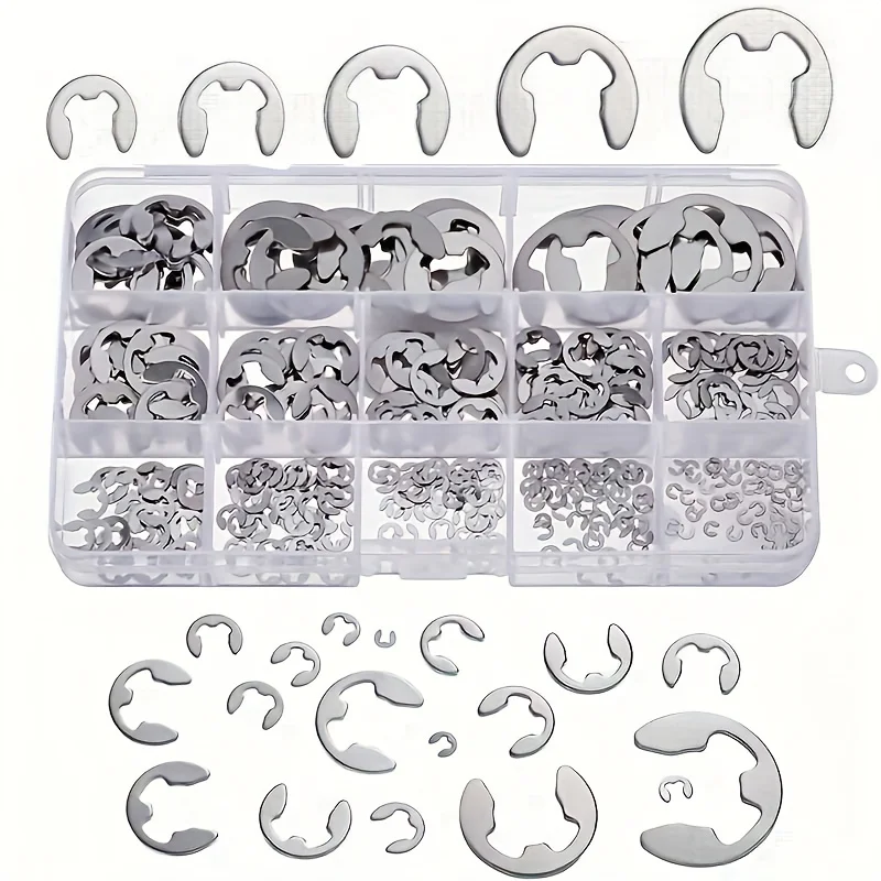 150 E-Clip Split Retaining Rings, Stainless Steel Retaining Ring Set, E-Type Retaining Rings, E-Type Retaining Rings