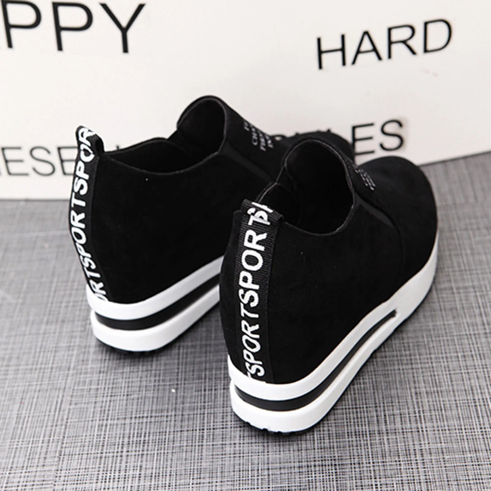 High Platform Shoes 2024 Spring Breathable Suede Sneakers Hidden Increasing Sport Shoes Women Wedge Casual Chunky Shoes