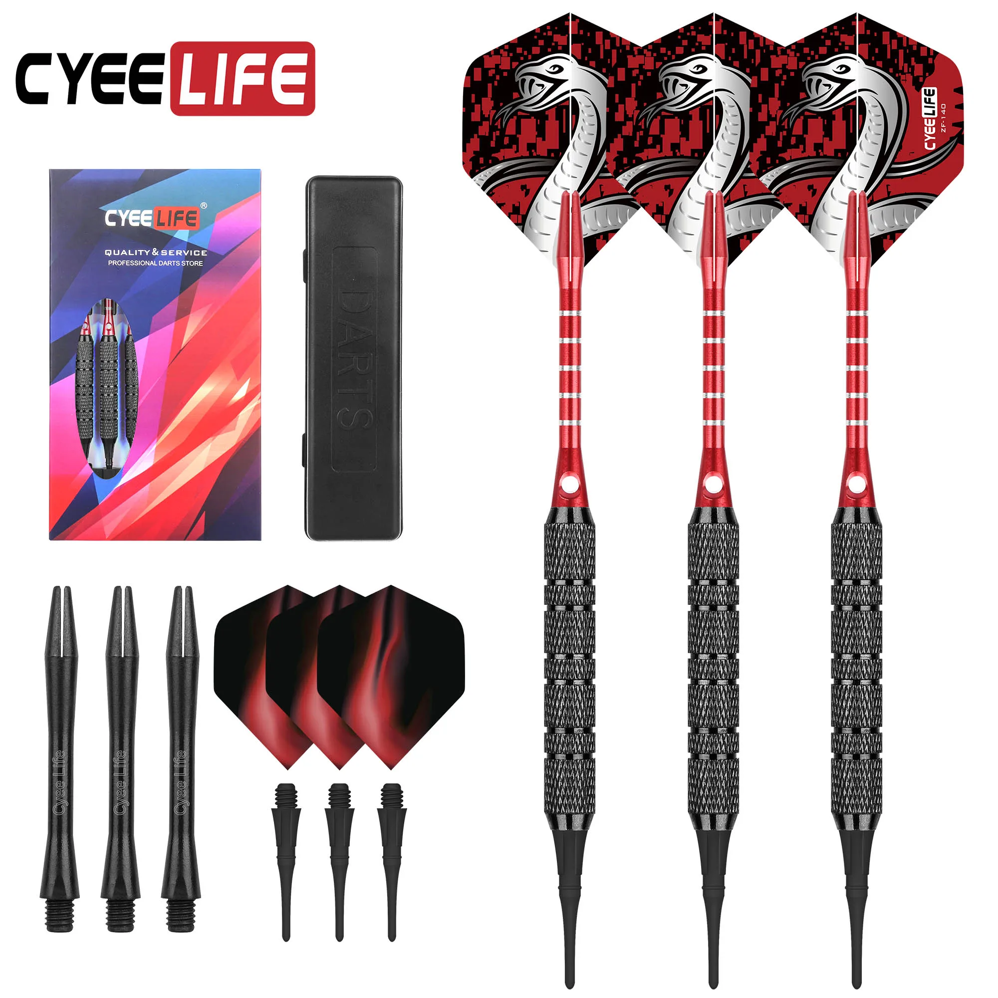 CyeLife 소프트 던지기 다트 알루미늄 로드, 던지기 방지 접착제 헤드, 연습 대회, 전문 엔터테인먼트 대상, 18g, 22g 