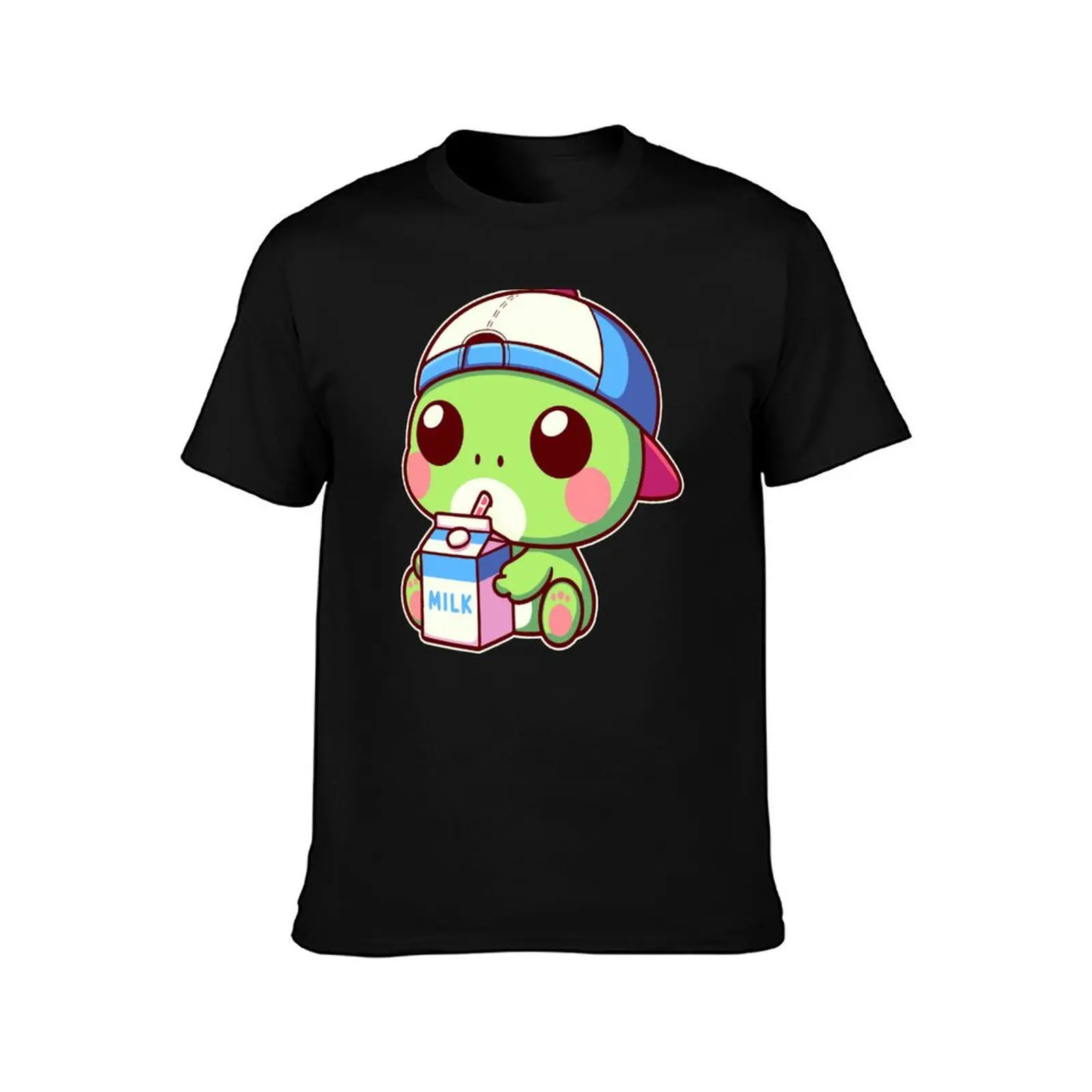 Cute Frog Drinking Milk Kawaii Anime Toad T-Shirt graphic t shirts for man T-Shirt