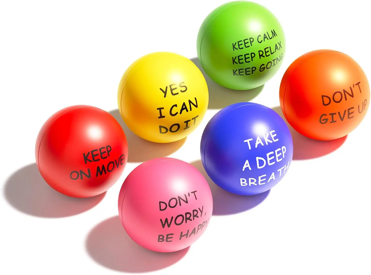 

Motivational Stress Balls 6 Pack: Fun Squeeze Toys for Anxiety Relief & Hand Exercise, Grip Strengthener for Kids & Adults