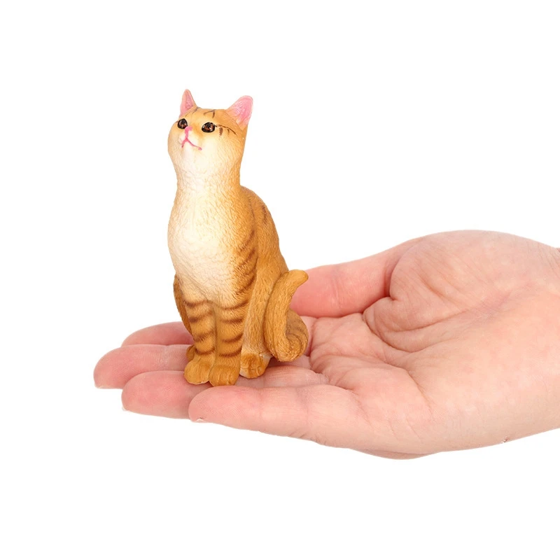 Simulation sitting posture orange cat model pet kitten desktop decoration Tabby Cat ornament