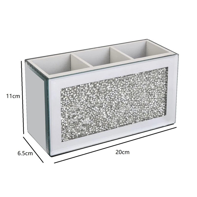 HOT SALE Makeup Brush Holder Organizer Bling Crushed Diamond Glass Mirrored Jewelry Boxes Women Jewelry Organizer Storage Boxes