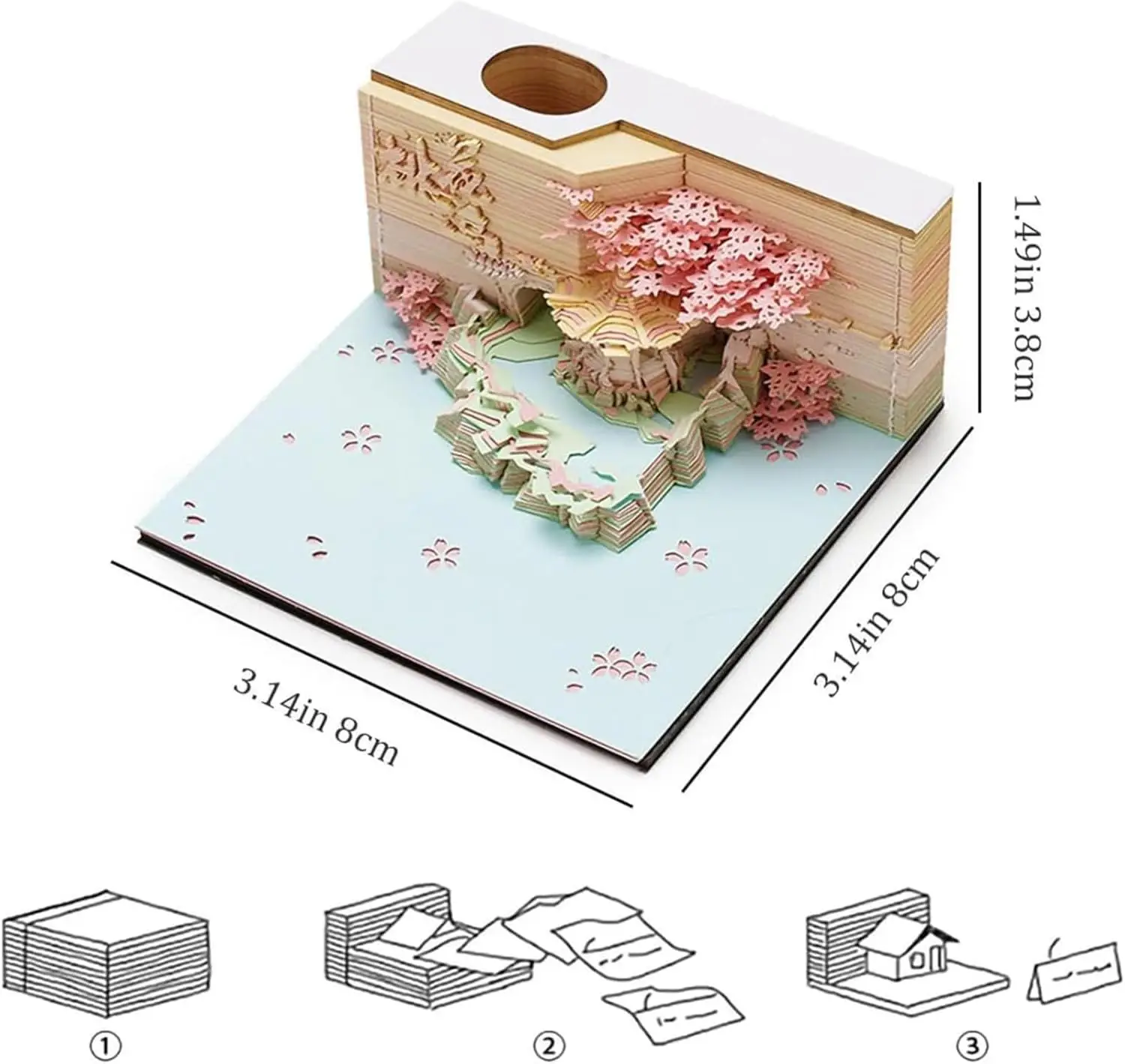3D Memo Pad,Artsy Pads,Stereoscopic 3D Notepad Paper Literary Gift Paper Creative Practical Paper Gift,Paper Card Crafts