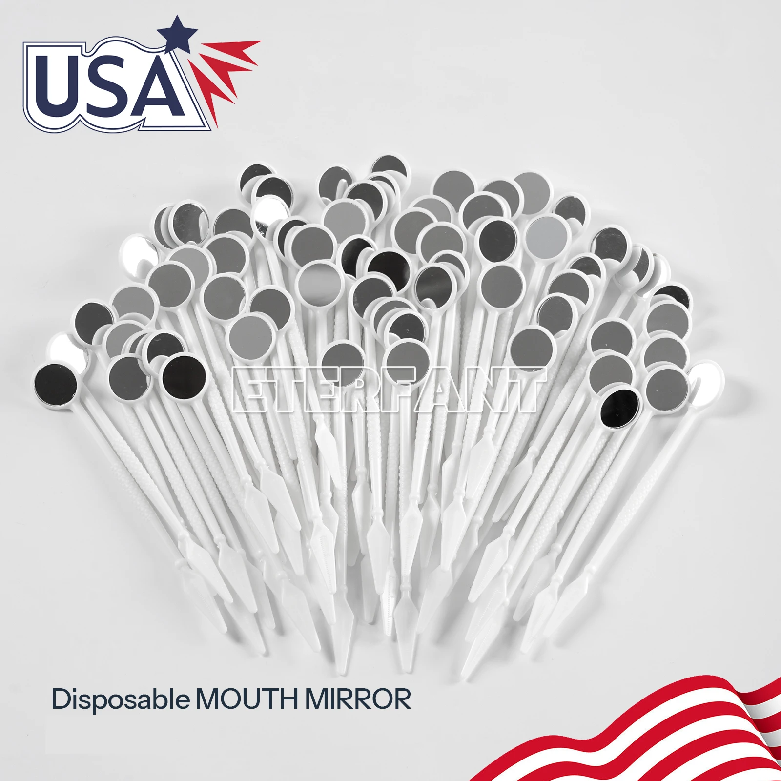 

ETERFANT 500/1000PCs Disposable Mouth Mirror Individually Packaged Oral Mirrors Dental Instrumen White ABS plastic Handle