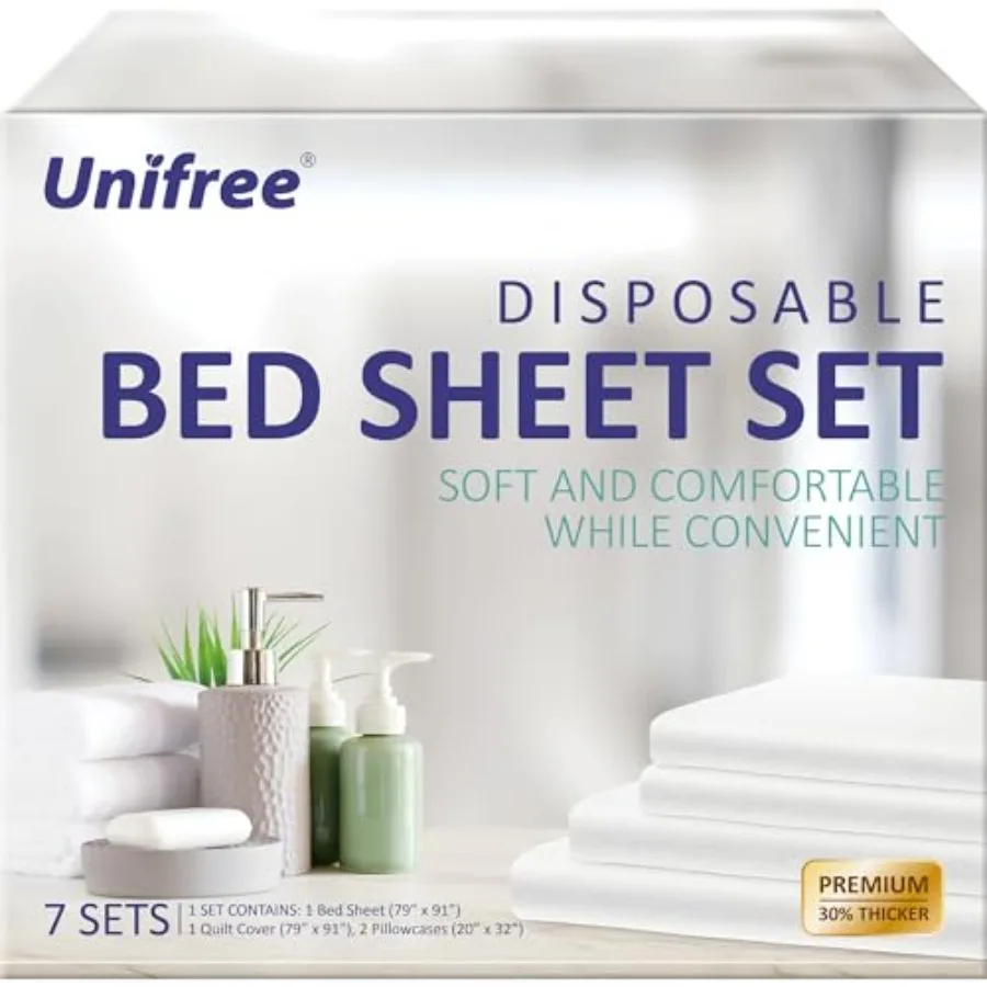 

7 Sets Disposable Bed Sheets Travel Sheets for HotelPortable Bedding Cover Bedspread Disposable Bedding Set 79" *91"