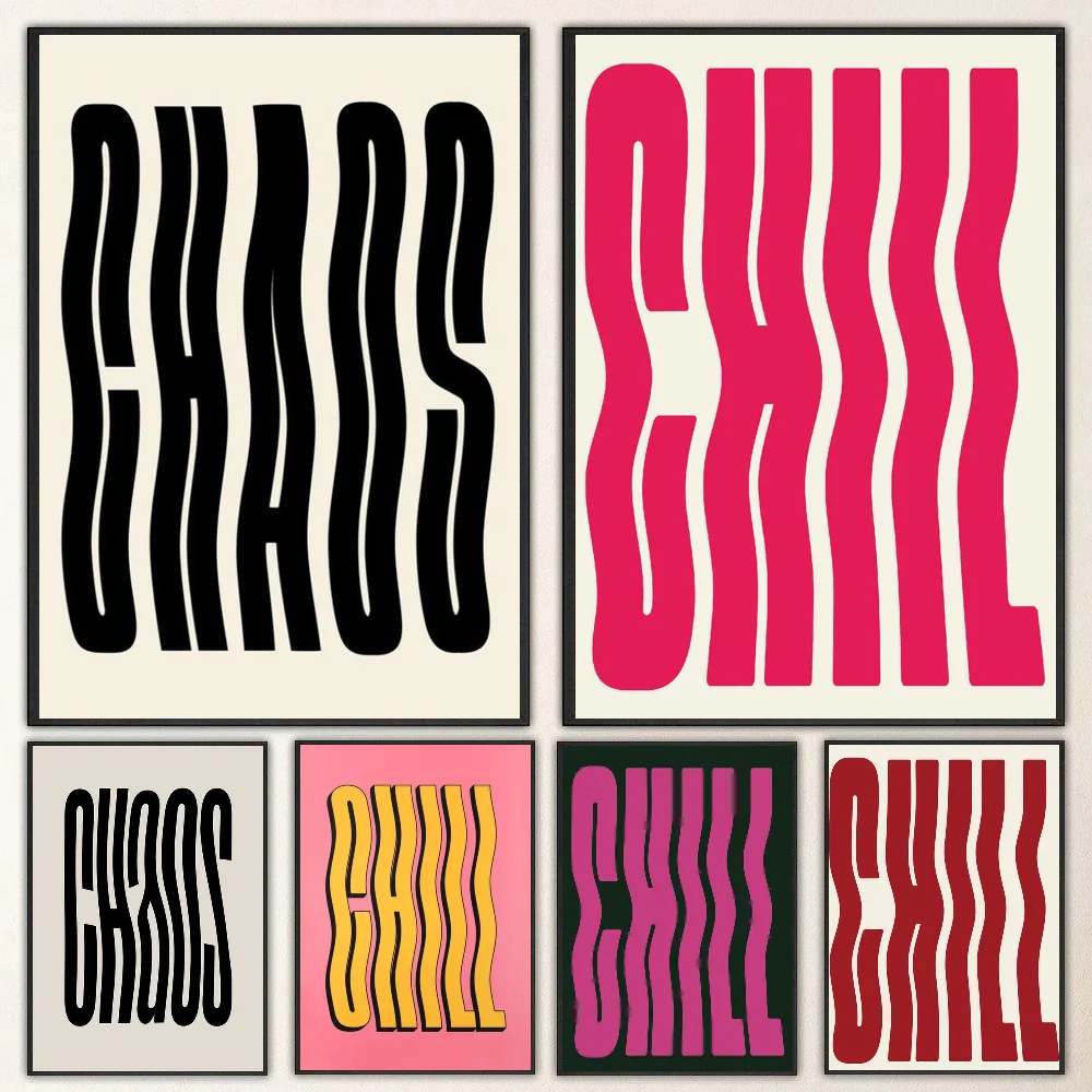 

1pc Chaos Typography Art Poster Self-adhesive Art Waterproof Paper Sticker Coffee House Bar Room Wall Decor