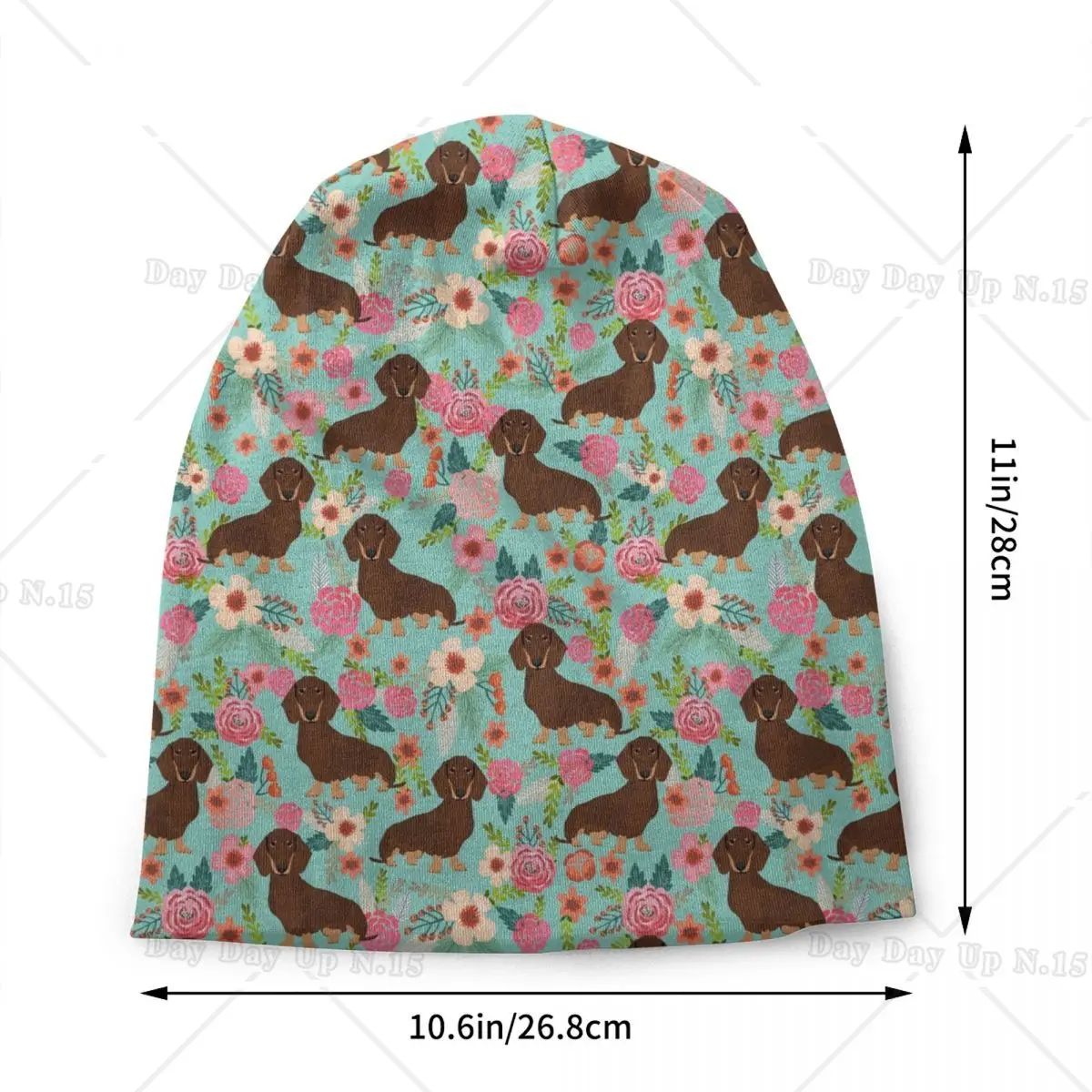 Florals Dachshund Skullies Beanies Caps  Unisex Trend Winter Warm Knitted Hat Adult Badger Sausage Dog Bonnet Hats