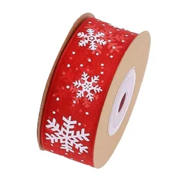 (10 Meters/roll) 25mm Snowflake Organza Christmas Ribbon Handmade Gift Packaging DIY Holiday Party Decoration Lace