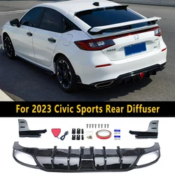 For 2022 23 Honda 11th Civic Hatchback HEV and Version Style Car Rear Diffuser Sports Spoiler ABS Material Accessories