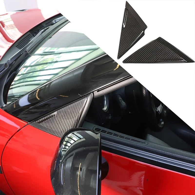 Real Carbon Fiber For Nissan GTR R35 2008-2016 Car Front A-pillar Triangle Decorative Sticker Exterior Decorative Accessories