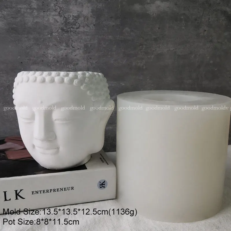 Big Buddha Head Planter Silicone Mold Hand Made Head pots Concrete Silicone Molds Sakyamuni Flower pot Mould