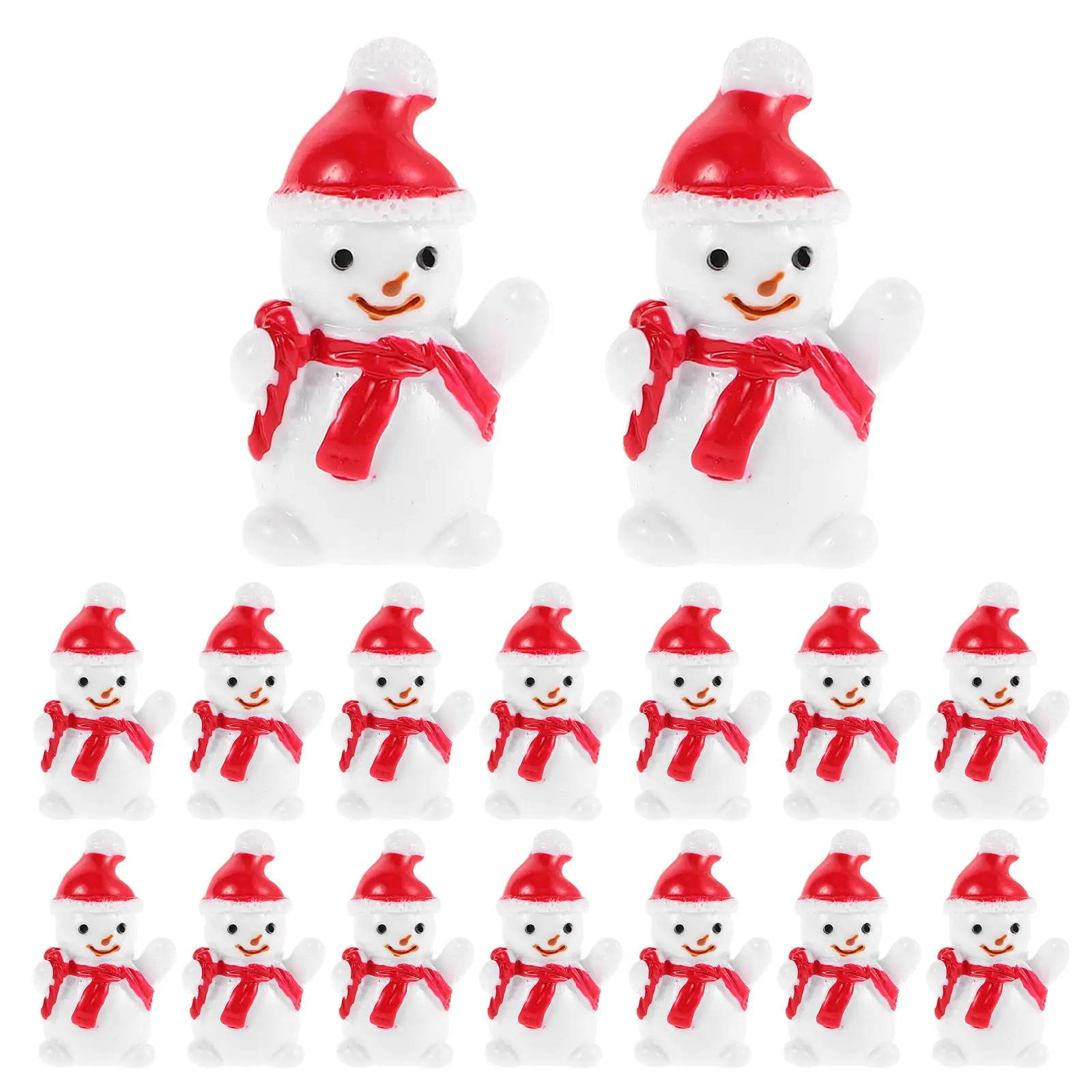 20Pcs Christmas Mini Snowman Resin Miniature Figures Bright Colorful Micro Landscape Decor DIY Craft for Hairpin Phone Case