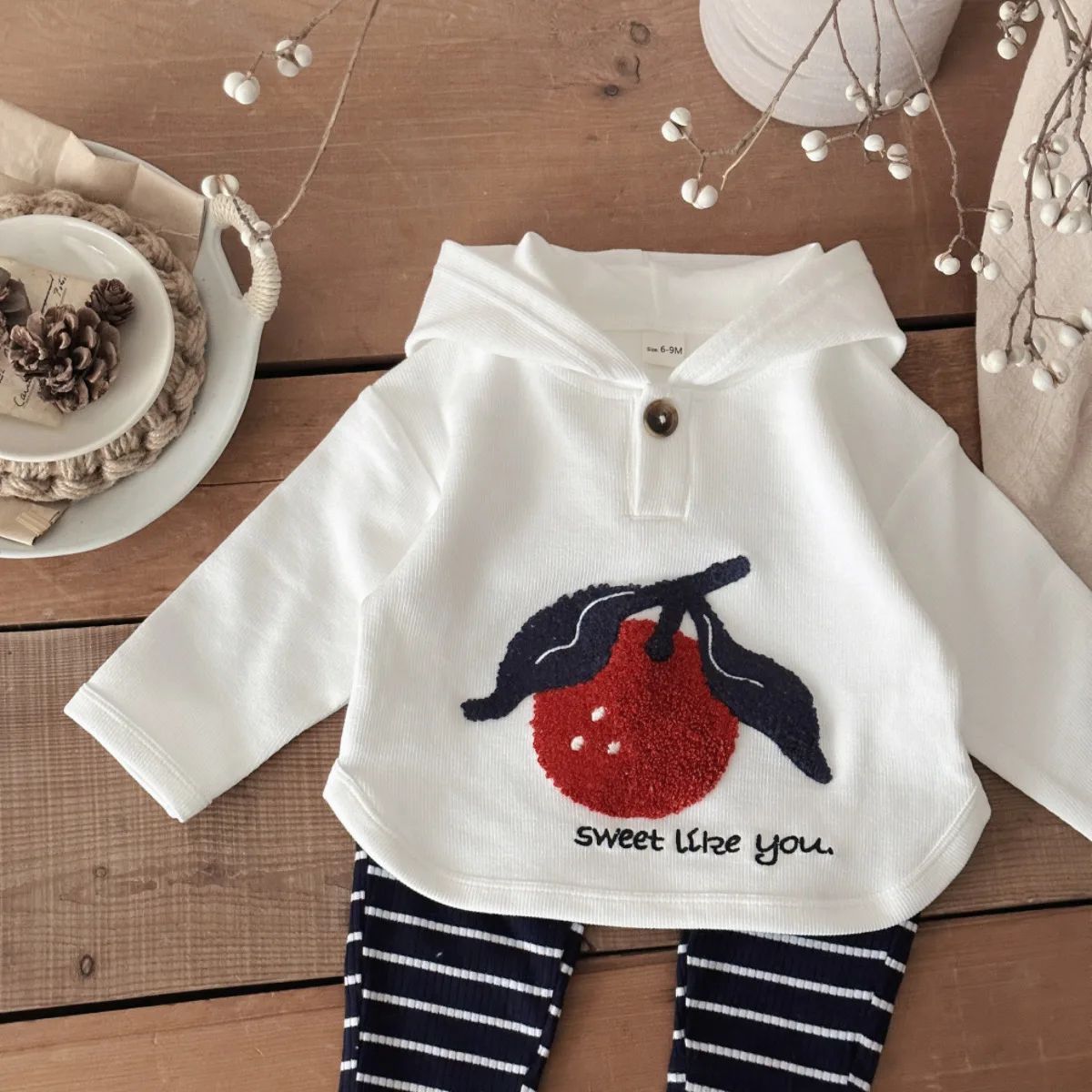 Baby Boys Clothes Winter Warm Infant Suit Set Hawthorn Hooded Top Pants Kids Children Clothing Girl Long Sleeve Tracksuit 2Pcs