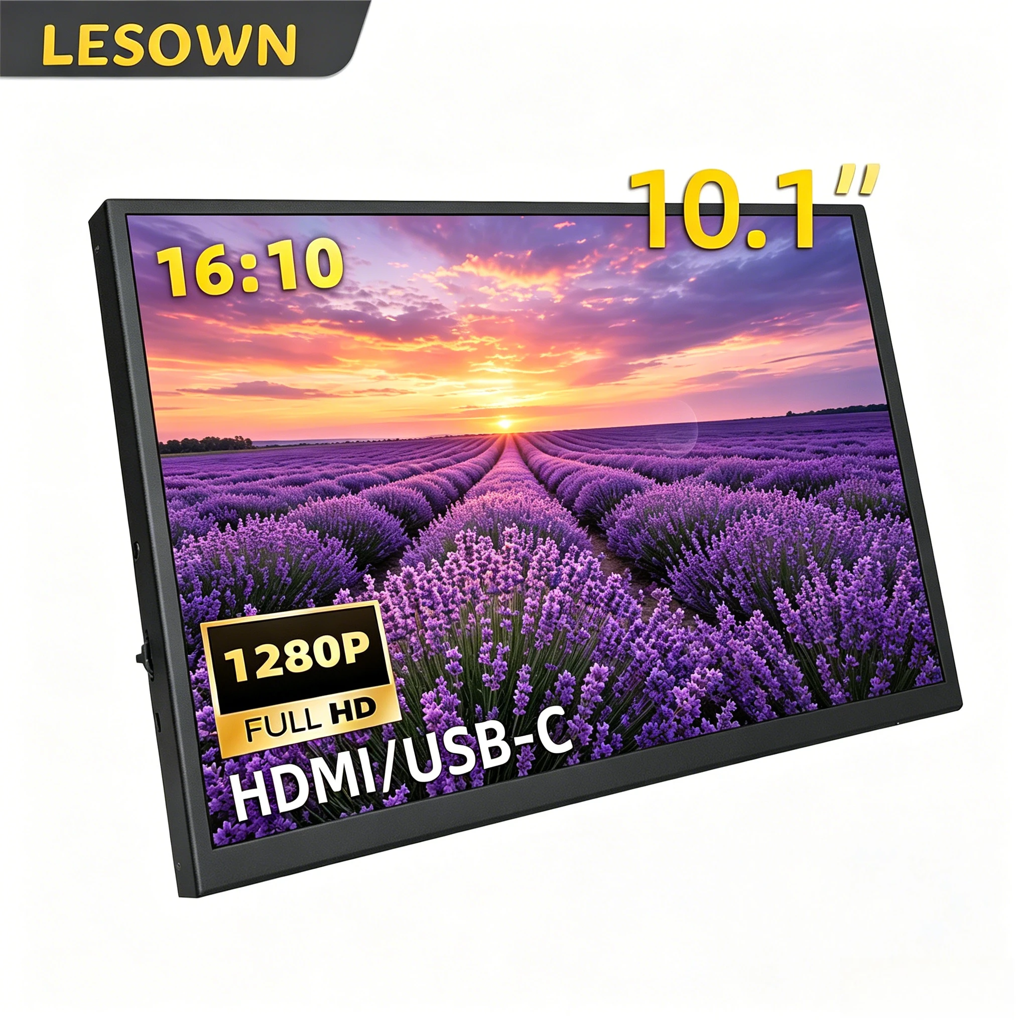 LESOWN 10.1" PC Sub-display 16:10 Full View Aluminum External Panel Type-C miniHDTV Expansion for Desktop Setup Mod