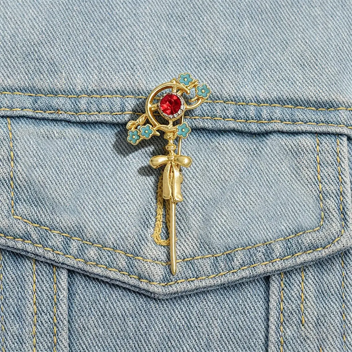 Cartoon Anime Blue Moon Weed Frieren Wand Brooch Cartoon Backpack Lapel Pin Metal Badge Cosplay Clothing Accessories Fan Gifts