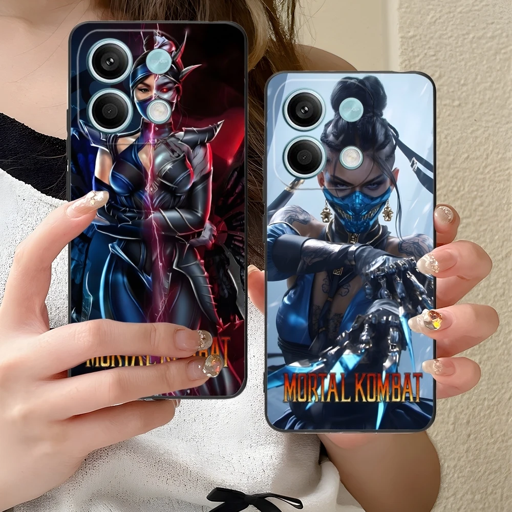 Mortal Kombat Kitana Mobile Cell Phone Case for Xiaomi Redmi 14 13 13C 12 12C 10 10C A1 A2 A3 Plus 5G Black Phone Cover Shell