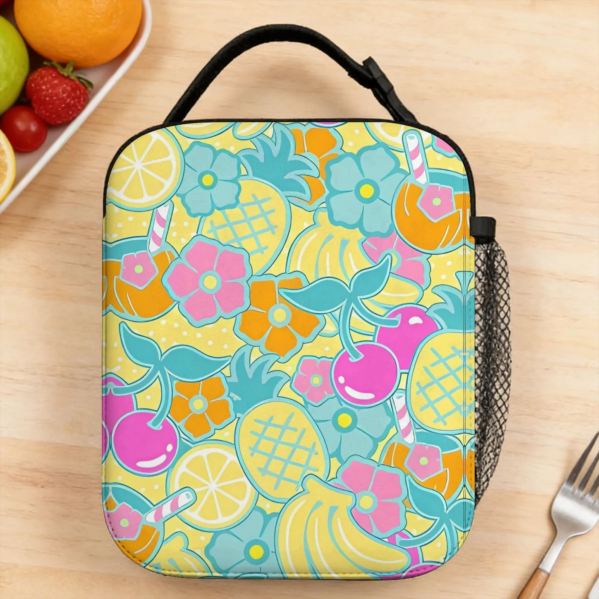 Tropical Fruits Pineapple Banana Pattern Lunch Bag Office Lunch Box For Girls Designer Thermal Lunch Bags Portable Cooler Bag