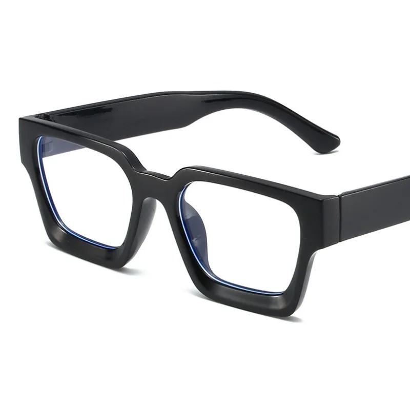 

Textured Thick-Edged Square Glasses Frame Urban Streetwear Anti-Blue Light Eyewear Unisex Flat Optical