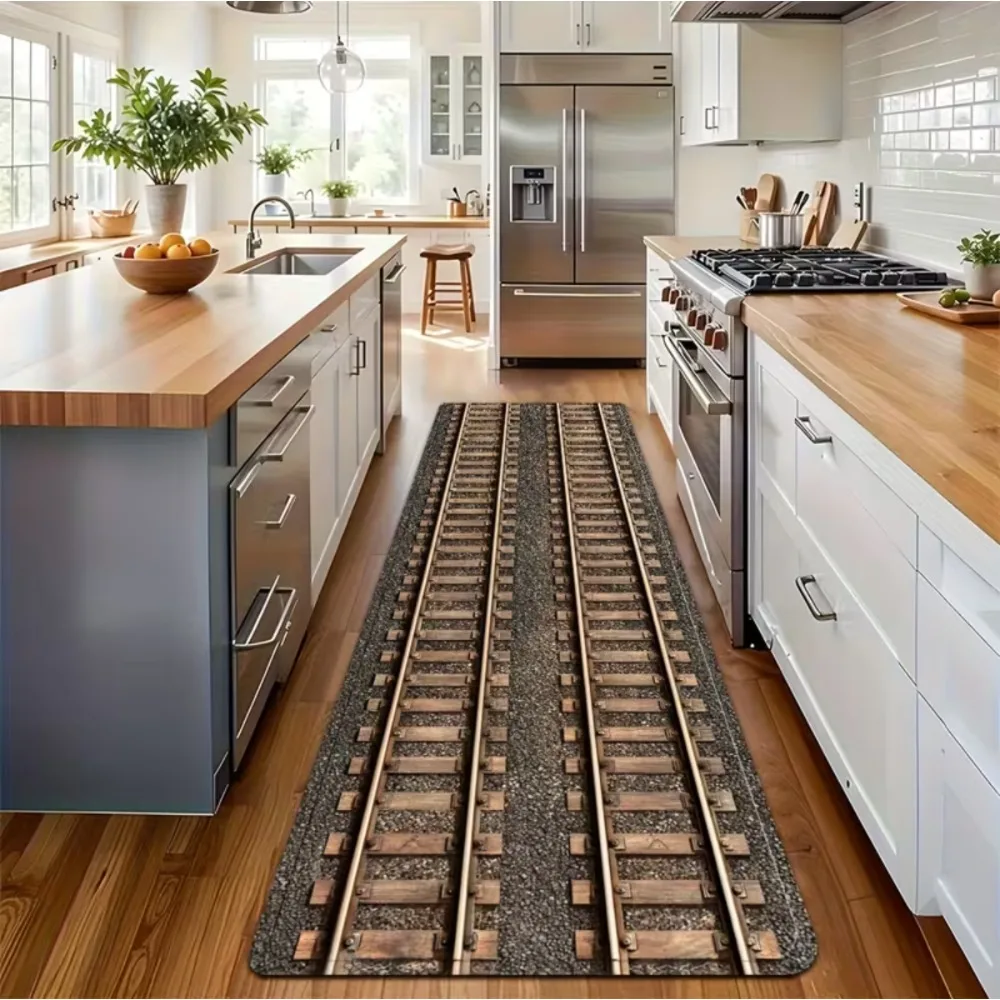 Train Track Themed Carpet Is Anti Slip Easy To Clean and Durable Perfect for Home Kitchens Corridors or Vacation Homes Rugs Mat