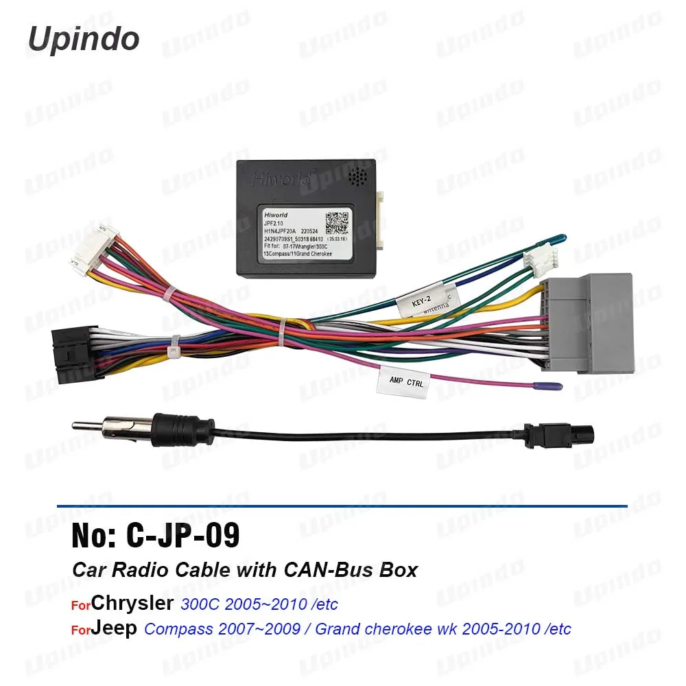 

Android Car Radio Wiring Harness & CAN Bus Adapter for Chrysler 300C Jeep Compass Cherokee WK Stereo Head Unit Cable Connector