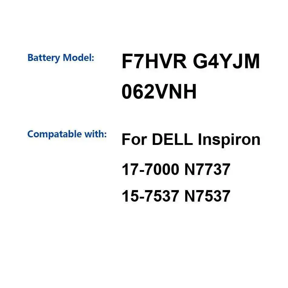 

For Dell Inspiron 17-7000 N7737 15-7537 N7537 Reliable Power 3920Mah Laptop Battery F7HVR G4YJM 062VNH