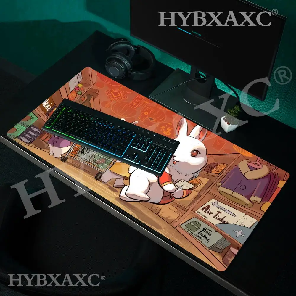 

HYBXAXC Chinese New Year Rabbit Shopping Mouse Pad Cute Bunny Supermarket Desk Mat Extended Gaming Keyboard Mats Gamer Mousepad