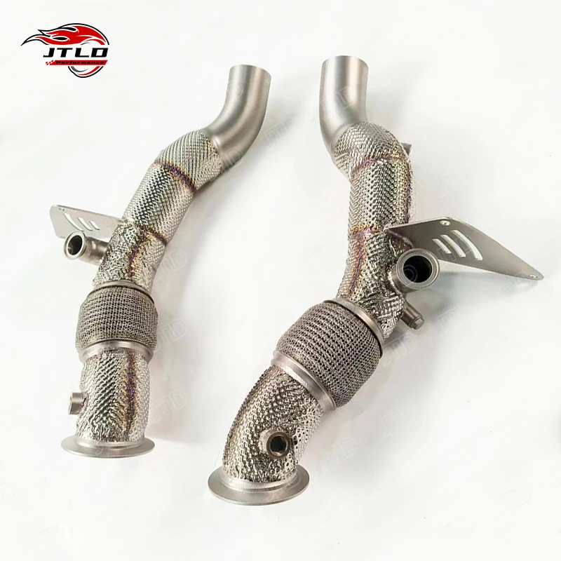 JTLD Performance 304SS Heat Shield 1.5mm Exhaust Straight Pipe Downpipes For Ferrari F8 Tibuto 3.9L V8 2019+