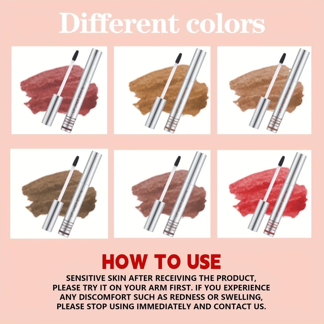 Delineador de labios resistente al agua de 6 colores, brillo de labios de tatuaje, brillo de labios mate no pegajoso de larga duración, cuidado de manchas de labios desgarro de contorno negro