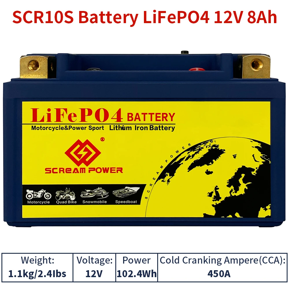 10S 12V 6AH Lithium Phosphate Motorcycle Battery 420CCA BMS Deep Cycles for R1 XVS400 CP250 Shadow400 CBR600 CB900 S1000R KTM690