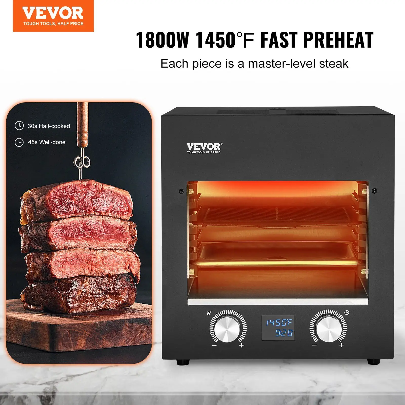1800W Electric Steak Grill Smokeless Infrared Broiler Stainless Steel Home Kitchen Appliance Electric Grills & Griddles