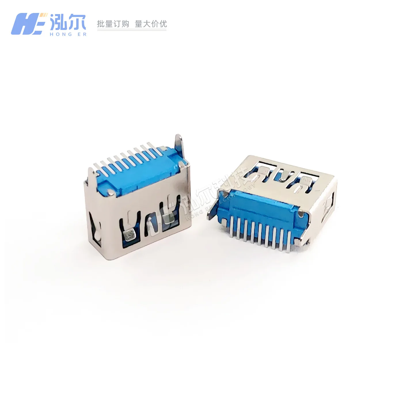 For USB 3.0AF female9Pin vertical patch, straight edge, two feet vertical sticker length 10.0/10 female socket