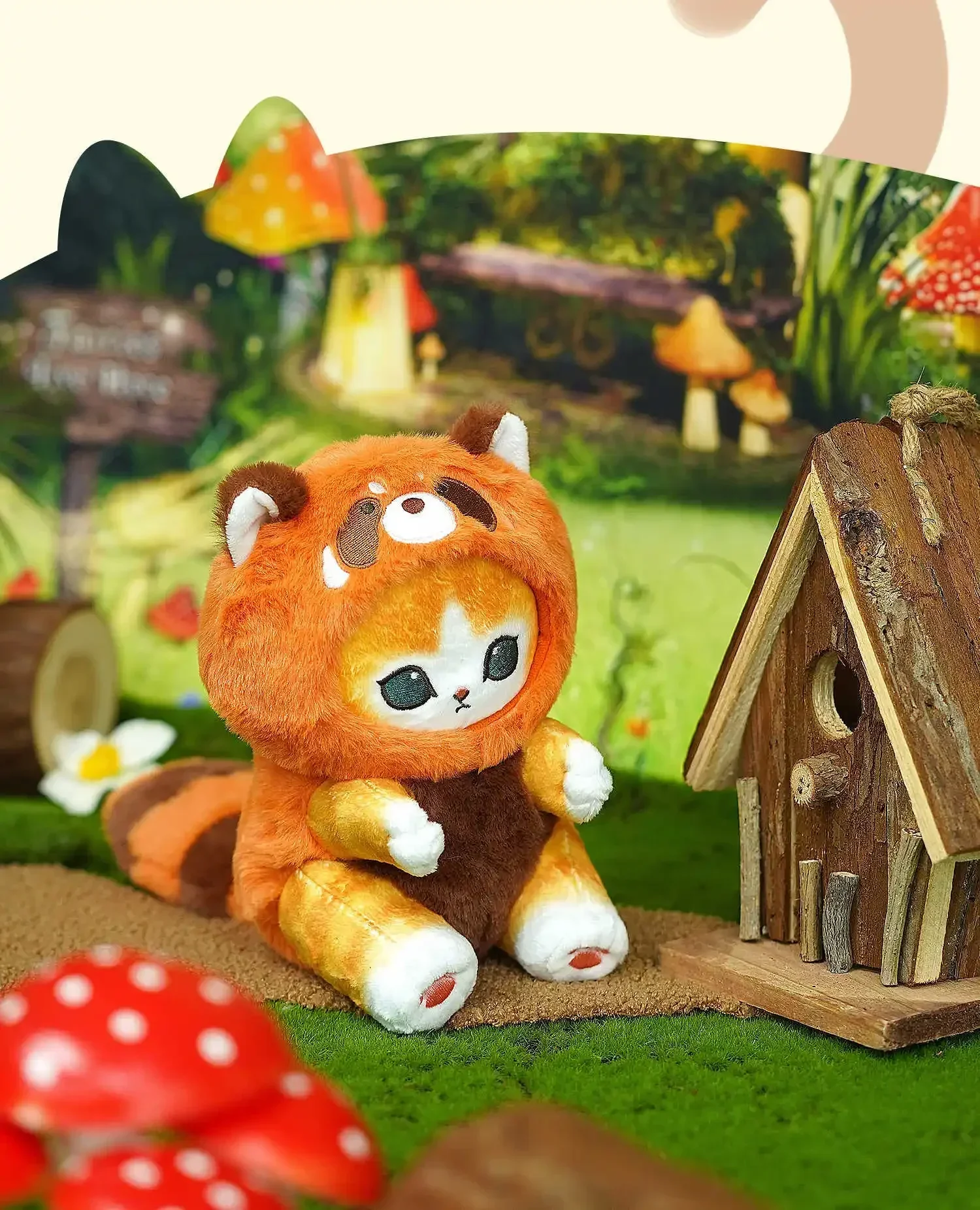 Niedliche Waschbär-Mini-Plüschpuppen zum Anziehen, Hai-Katzen-Plüschtiere, Schlüsselanhänger, Paar-Hängeornamente, Puppen – Detail 13